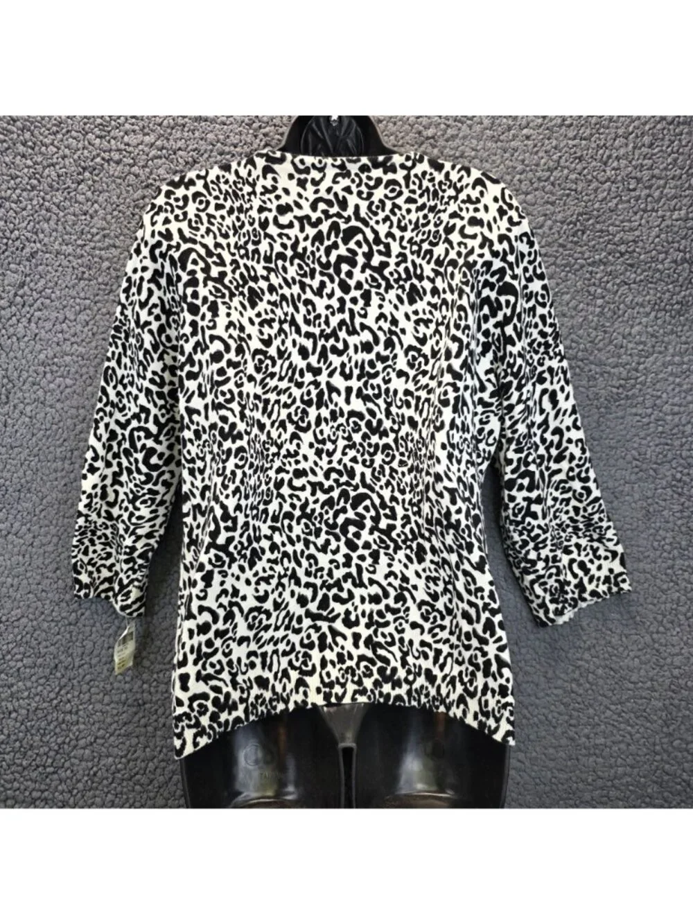 Koret Leopard Print Sweater Top XL White Black Retro Mob Wife Grunge Fairy